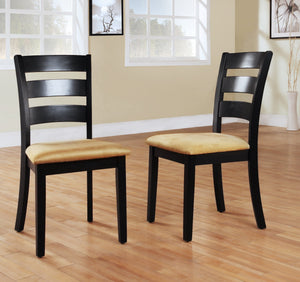Jeann Ladder Back Dining Chair Set Rubberwood Frame Beige Upholstered