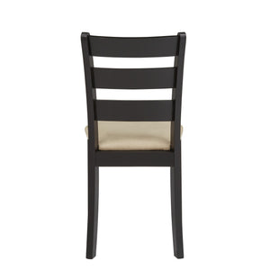 Jeann Ladder Back Dining Chair Set Rubberwood Frame Beige Upholstered