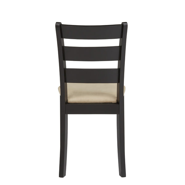 Jeann Ladder Back Dining Chair Set Rubberwood Frame Beige Upholstered