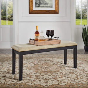 Jeann Upholstered Entry Bench with Rubberwood Frame and Foam Cushion Seat