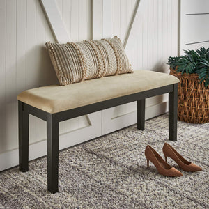 Jeann Upholstered Entry Bench with Rubberwood Frame and Foam Cushion Seat