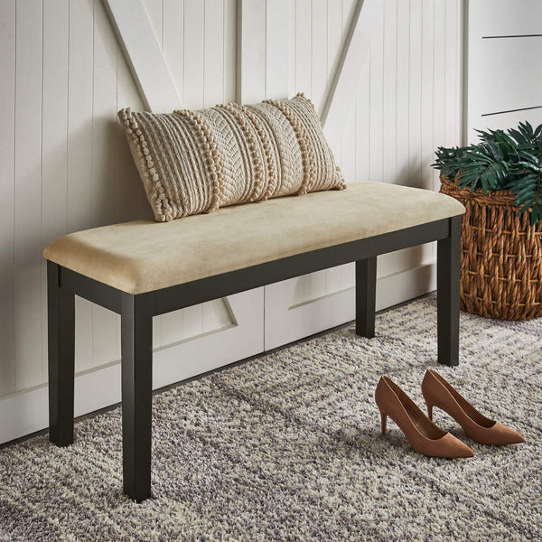 Jeann Upholstered Entry Bench with Rubberwood Frame and Foam Cushion Seat