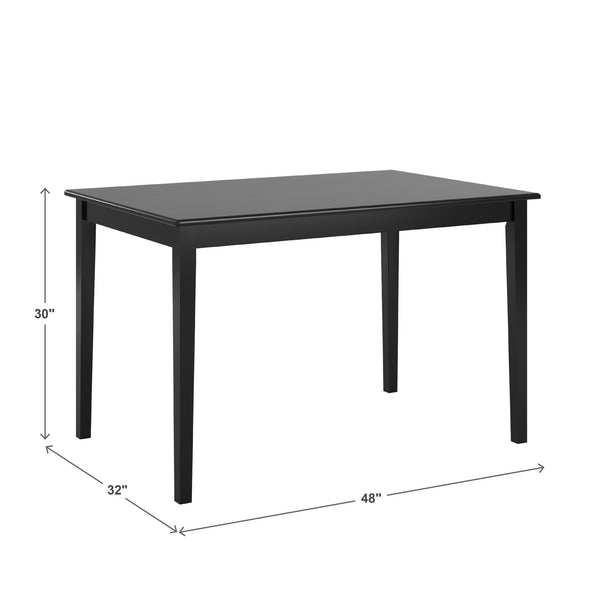 Jeann Solid Wood 48 Inch Rectangular Dining Table with Black Finish