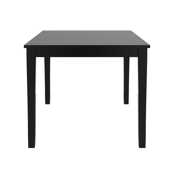 Jeann 60 Inch Black Rubberwood Rectangular Dining Table for Modern Homes
