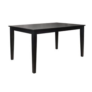 Jeann 60 Inch Black Rubberwood Rectangular Dining Table for Modern Homes