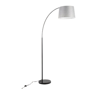 English Elm March Contemporary Floor Lamp: Modern Black Marble Base & Grey Linen Shade For Stylish Ambiance B202S01368