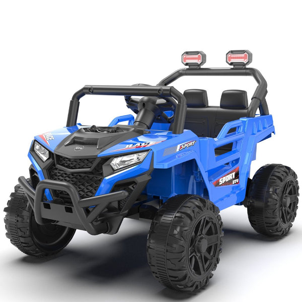 English Elm 12v Kids Electric Utv with 4-wheel Suspension Anti-collision Bar and 2-hour Battery Blue W1578P343327