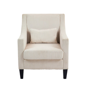English Elm COOLMORE Modern Accent Chair with Corduroy Upholstery, Solid Wood Frame, Supportive Dual Pillows for Cozy Living Spaces Beige W395P195355