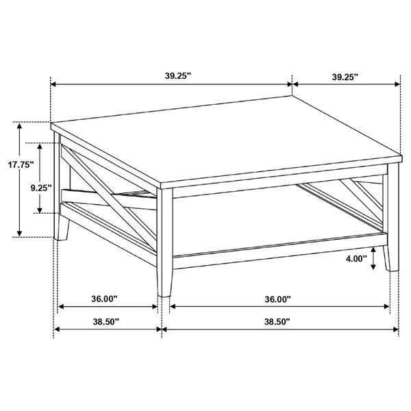 English Elm Evanston Wire-brushed Ash Veneer Square Coffee Table with Open Shelf Farmhouse Design B062P441455