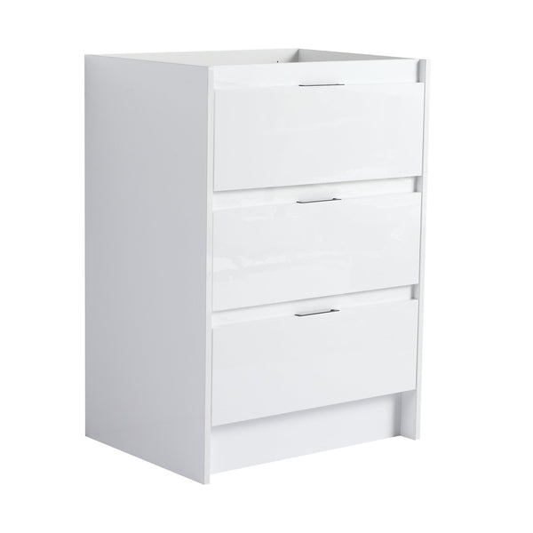 English Elm 24" Freestanding Bathroom Vanity with White Resin Sink, Soft-Close Doors, Adjustable Shelf, Durable Plywood Finish Glossy White W999S00384