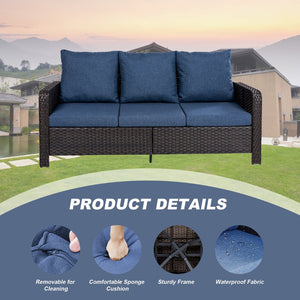 English Elm Tl Five Piece Outdoor Sectional Set Pe Wicker High Back Sofa Chairs Footstools T5925S00012