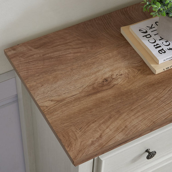 English Elm Modern 6-Drawer Chest Tall Dresser with Vintage Carved Handles, Silent Metal Rails, Stable Feet, Beige Elegance W2275P233490