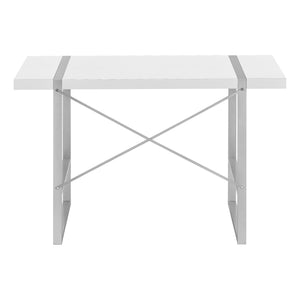 English Elm Computer Desk - Sleek White Laminate With Grey Metal Frame, Perfect For Home Office & Small Spaces B2710P219885