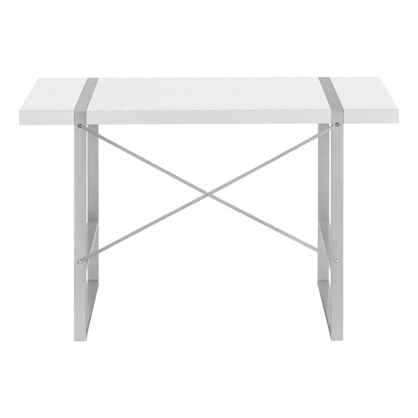 English Elm Computer Desk - Sleek White Laminate With Grey Metal Frame, Perfect For Home Office & Small Spaces B2710P219885