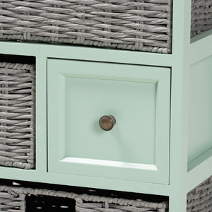 Baxton Studio Baxton Studio Valtina Modern Oak Brown & Mint Green 3-Drawer Storage Unit with Woven Baskets! FZC20119-Cabinet