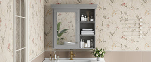English Elm 30'' Wall Mount Bathroom Cabinet with Mirror Soft Close Door and Adjustable Shelf Gray N710P209425E