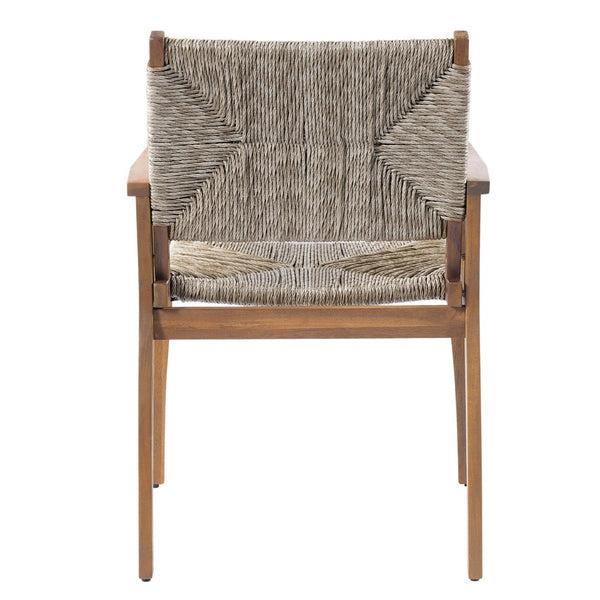 English Elm 5-piece Outdoor Dining Set Round Acacia Wood Table with Handwoven Wicker Armchairs Brown N770PS5345269D