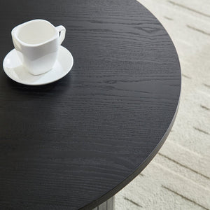 English Elm Round Storage Coffee Table with Drawer Ash Wood Grain Matte Finish Modern Living Room Black W2085P384595