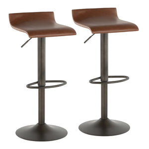 English Elm Barstool Set of 2 Adjustable Swivel Faux Leather Industrial Metal Kitchen Pub B202P222401