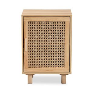 Baxton Studio Baxton Maclean Mid-Century Modern Rattan End Table with Natural Brown Wood & Concealed Storage Space LYA20-104-Natural-ET