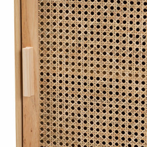 Baxton Studio Baxton Maclean Mid-Century Modern Rattan End Table with Natural Brown Wood & Concealed Storage Space LYA20-104-Natural-ET