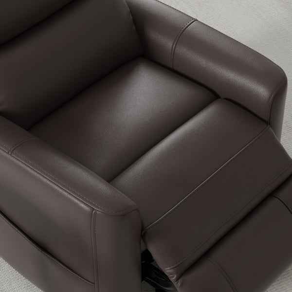 English Elm Faux Power Lift Chair with Premium Faux Leather, USB Charging, Side Pockets & Quiet Motor Recline Dark Brown B339P409526