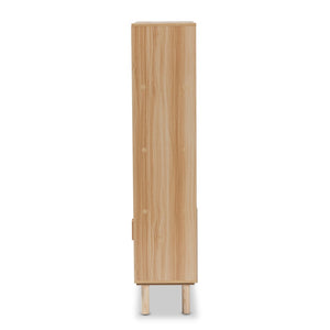 Baxton Studio Baxton Studio Faulkner Mid-Century Modern Bookcase with Rattan Accents for Stylish Storage Solutions FM203-034-Natural Wooden-Bookcase