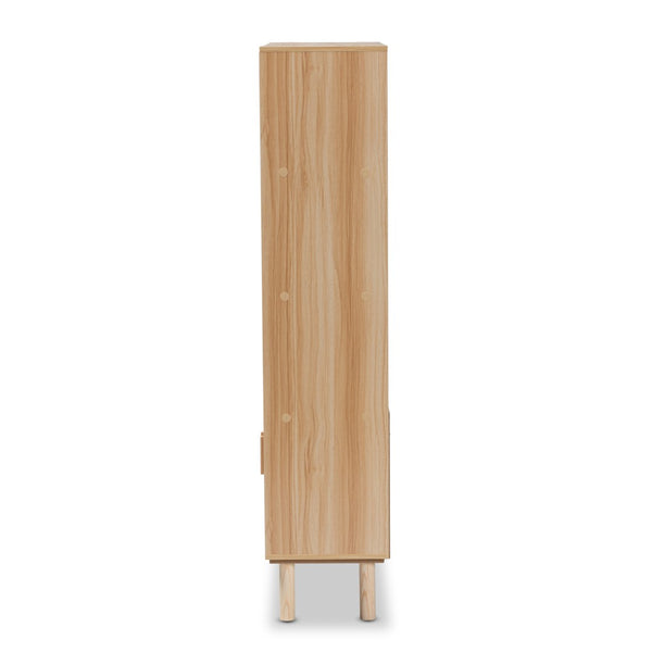 Baxton Studio Baxton Studio Faulkner Mid-Century Modern Bookcase with Rattan Accents for Stylish Storage Solutions FM203-034-Natural Wooden-Bookcase