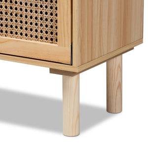 Baxton Studio Baxton Studio Faulkner Mid-Century Modern Bookcase with Rattan Accents for Stylish Storage Solutions FM203-034-Natural Wooden-Bookcase