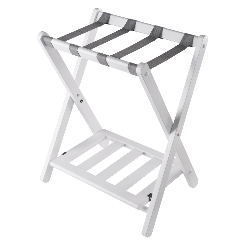 Winsome Wood Raya Luggage Rack With Shelf - Stylish White Wood Design, Easy Foldable Storage For Guests White Solid Wood ,Nylon 12322-winsome-wood
