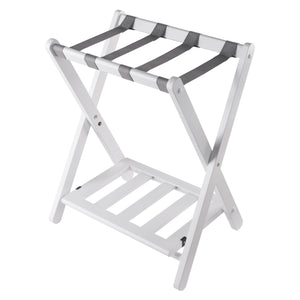 Winsome Wood Raya Luggage Rack With Shelf - Stylish White Wood Design, Easy Foldable Storage For Guests White Solid Wood ,Nylon 12322-winsome-wood