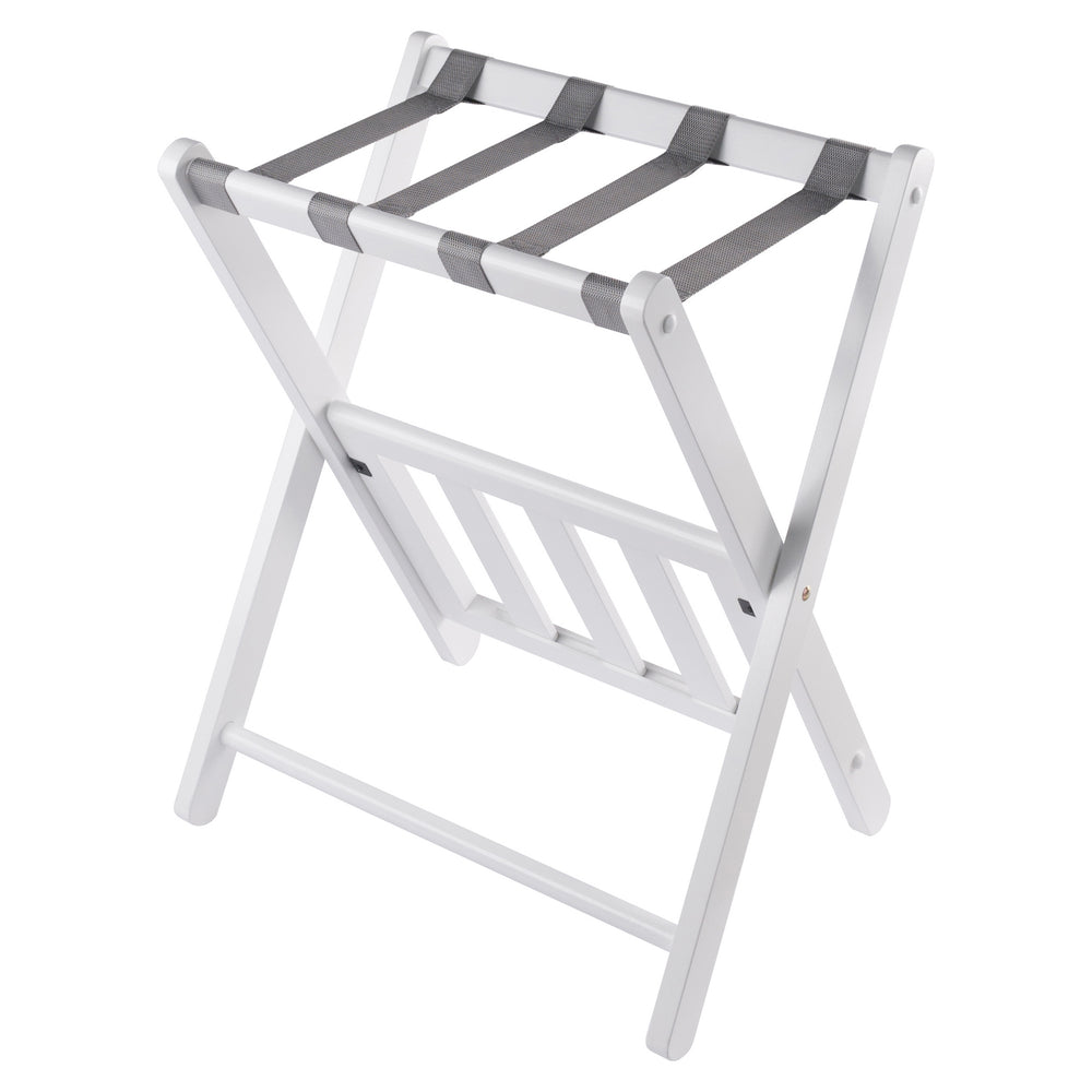Winsome Wood Raya Luggage Rack With Shelf - Stylish White Wood Design, Easy Foldable Storage For Guests White Solid Wood ,Nylon 12322-winsome-wood