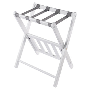 Winsome Wood Raya Luggage Rack With Shelf - Stylish White Wood Design, Easy Foldable Storage For Guests White Solid Wood ,Nylon 12322-winsome-wood