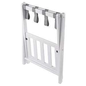 Winsome Wood Raya Luggage Rack With Shelf - Stylish White Wood Design, Easy Foldable Storage For Guests White Solid Wood ,Nylon 12322-winsome-wood