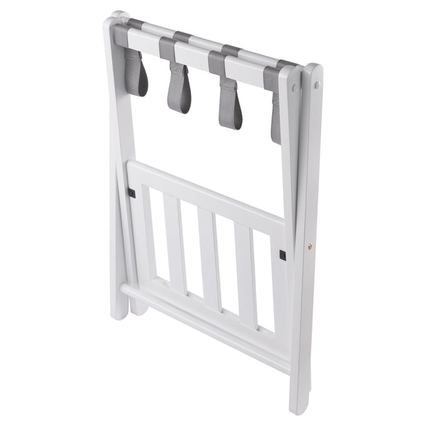 Winsome Wood Raya Luggage Rack With Shelf - Stylish White Wood Design, Easy Foldable Storage For Guests White Solid Wood ,Nylon 12322-winsome-wood