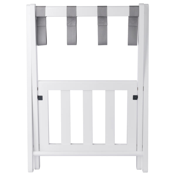 Winsome Wood Raya Luggage Rack With Shelf - Stylish White Wood Design, Easy Foldable Storage For Guests White Solid Wood ,Nylon 12322-winsome-wood