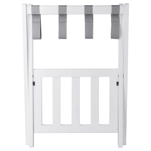 Winsome Wood Raya Luggage Rack With Shelf - Stylish White Wood Design, Easy Foldable Storage For Guests White Solid Wood ,Nylon 12322-winsome-wood
