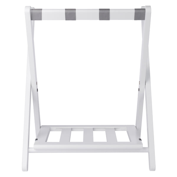 Winsome Wood Raya Luggage Rack With Shelf - Stylish White Wood Design, Easy Foldable Storage For Guests White Solid Wood ,Nylon 12322-winsome-wood