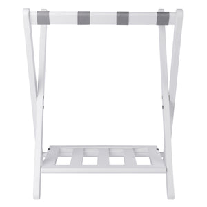 Winsome Wood Raya Luggage Rack With Shelf - Stylish White Wood Design, Easy Foldable Storage For Guests White Solid Wood ,Nylon 12322-winsome-wood