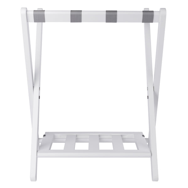 Winsome Wood Raya Luggage Rack With Shelf - Stylish White Wood Design, Easy Foldable Storage For Guests White Solid Wood ,Nylon 12322-winsome-wood
