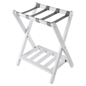 Winsome Wood Raya Luggage Rack With Shelf - Stylish White Wood Design, Easy Foldable Storage For Guests White Solid Wood ,Nylon 12322-winsome-wood