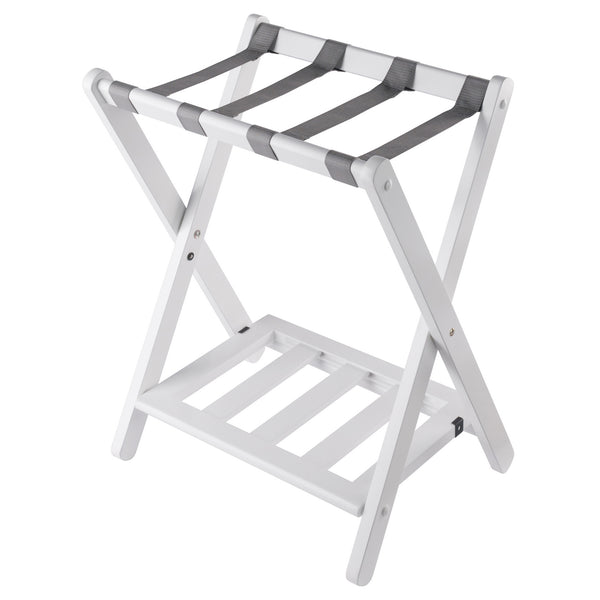 Winsome Wood Raya Luggage Rack With Shelf - Stylish White Wood Design, Easy Foldable Storage For Guests White Solid Wood ,Nylon 12322-winsome-wood