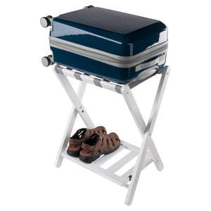 Winsome Wood Raya Luggage Rack With Shelf - Stylish White Wood Design, Easy Foldable Storage For Guests White Solid Wood ,Nylon 12322-winsome-wood