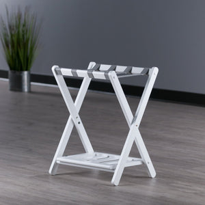 Winsome Wood Raya Luggage Rack With Shelf - Stylish White Wood Design, Easy Foldable Storage For Guests White Solid Wood ,Nylon 12322-winsome-wood