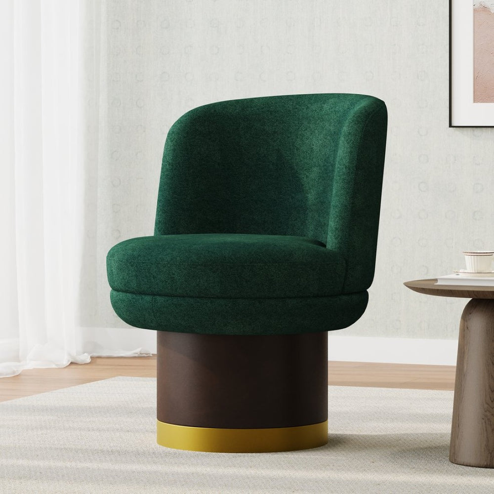 English Elm 360°swivel Chenille Barrel Chair Mid-century Round Seat for Living Room or Bedroom N763P331762F