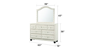 English Elm Encore Modern Style 4Pc Queen Bedroom Set - Tufted Upholstered Bed With Dresser & Nightstand In Beige B009S01708