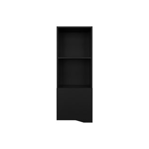 English Elm Obregon Tall 43" One-Door Wall Cabinet with Two Open Shelves — Space-Saving Medicine Storage Solution Black 44 L x 16 W x 3 H B070P234341