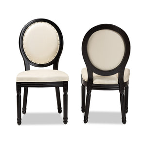 Baxton Studio Baxton Studio Louis Dining Chairs Set - Elegant French-Inspired Beige Faux Leather for Dining Rooms W-LOUIS-O-07-Black/Beige-Chair
