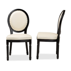 Baxton Studio Baxton Studio Louis Dining Chairs Set - Elegant French-Inspired Beige Faux Leather for Dining Rooms W-LOUIS-O-07-Black/Beige-Chair
