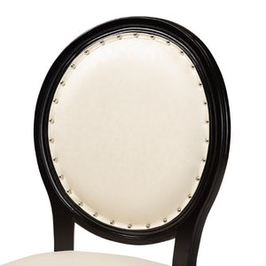 Baxton Studio Baxton Studio Louis Dining Chairs Set - Elegant French-Inspired Beige Faux Leather for Dining Rooms W-LOUIS-O-07-Black/Beige-Chair